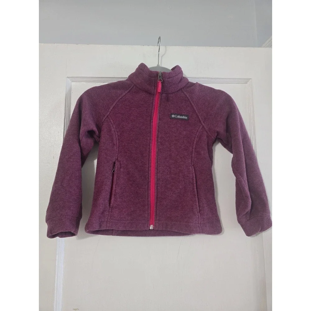 Columbia Fleece Jacket Girls XS (5/6X) Pink Purple Full Zip
